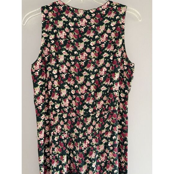 Vtg 90s Floral Romper Wide Leg Pants Jumpsuit Palazzo Crop V Neck Button Y2K 3/4 - Picture 7 of 15